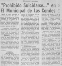 "Prohibido suicidarse..."en el municipal de Las Condes.