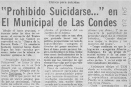 "Prohibido suicidarse..."en el municipal de Las Condes.