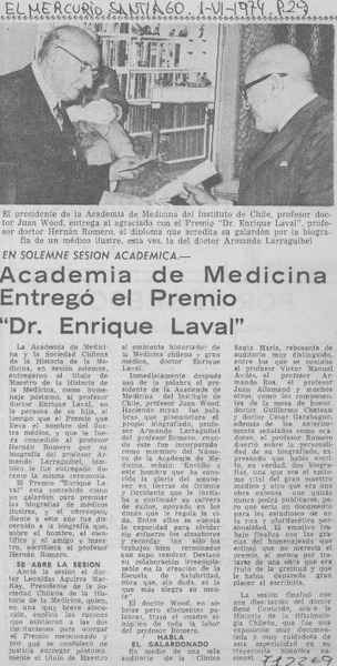 Academia de Medicina entregó el Premio "Dr. Enrique Laval".