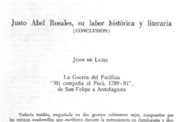 Justo Abel Rosales, su labor histórica y literaria