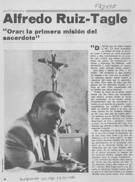 Alfredo Ruiz-Tagle, "orar, la primera misión del sacerdote": [entrevista]