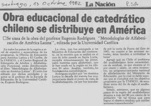 Obra educacional de catedrático chileno se distribuye en América.