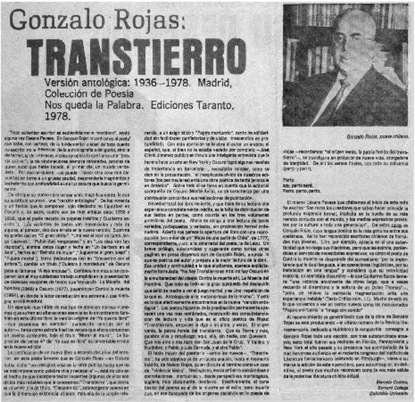 Gonzalo Rojas: transtierro