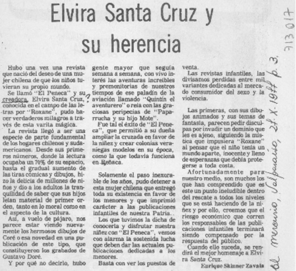 Elvira Santa Cruz y su herencia