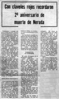 Con claveles rojos recordaron 2° aniversario de muerte de Neruda