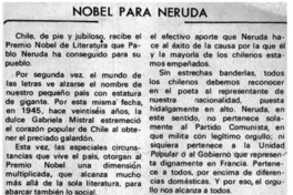 Nobel para Neruda.