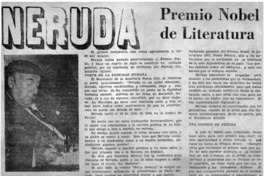 Neruda, Premio Nobel de Literatura