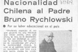 Nacionalidad chilena al padre Bruno Rychlowski.