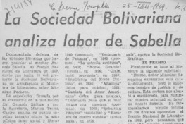 La sociedad bolivariana analiza labor de Sabella.