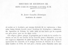Discurso de recepción de don Carlos Oviedo Cavada O. M.