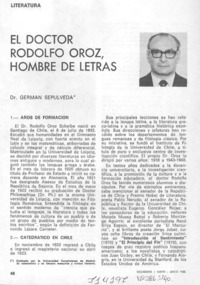 El doctor Rodolfo Oroz, hombre de letras