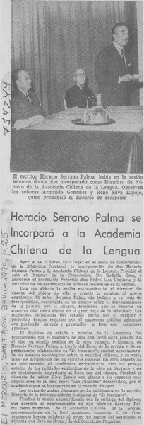 Horacio Serrano Palma se incorporó a la Academia Chilena de la Lengua.