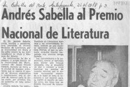 Andrés Sabella al Premio Nacional de Literatura.