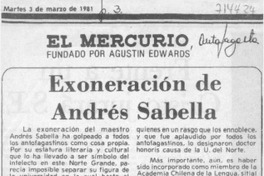 Exoneración de Andrés Sabella.