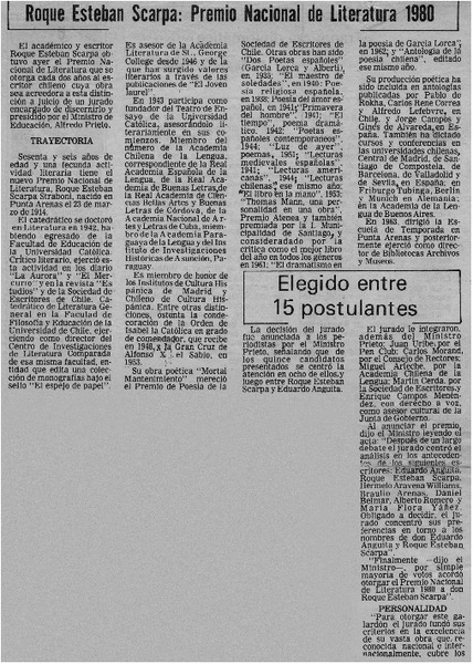 Roque Esteban Scarpa: Premio Nacional de Literatura 1980.