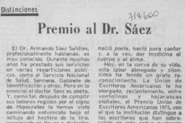 Premio al Dr. Sáez