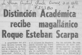 Distinción académica recibe magallánico Roque Esteban Scarpa.