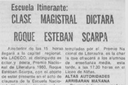 Clase magistral dictará Roque Esteban Scarpa.