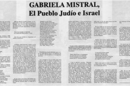 Gabriela Mistral, el pueblo judío e Israel