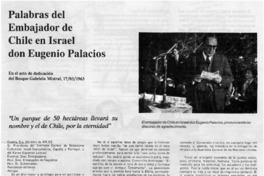 Palabras del embajador de Chile en Israel don Eugenio Palacios.