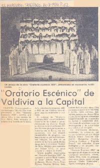 Oratorio escénico" de Valdivia a la capital.