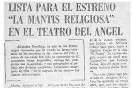 Lista para el estreno "La mantis religiosa" en el teatro del angel.