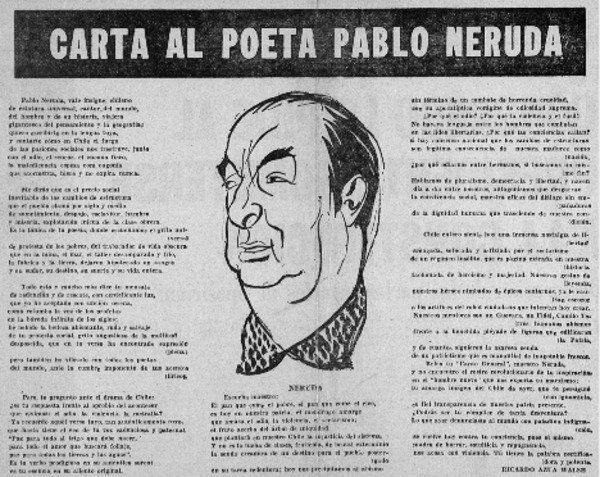 Carta al poeta Pablo Neruda