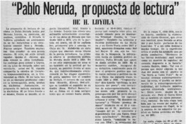 "Pablo Neruda, propuesta de lectura"