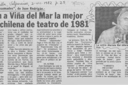 Traen a Viña del Mar la mejor obra chilena de teatro de 1981.