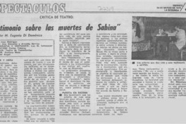 "Testimonio sobre las muertes de Sabina"