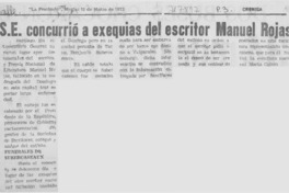S.E. concurrió a exequias del escritor Manuel Rojas.