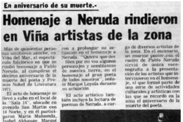 Homenaje a Neruda rindieron en Viña artistas de la zona.