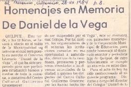 Homenajes en memoria de Daniel de la Vega.