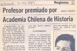 Profesor premiado por Academia Chilena de Historia.