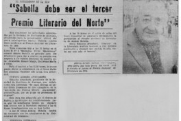 "Sabella debe ser el tercer premio literario del norte".