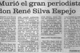 Murió gran periodista don René Silva Espejo