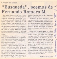 Búsqueda", poemas de Fernando Romero M.