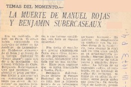 La muerte de Manuel Rojas y Benjamín Subercaseaux