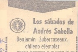 Benjamín Subercaseaux chileno ejemplar