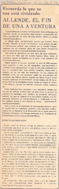 Allende, el fin de una aventura.