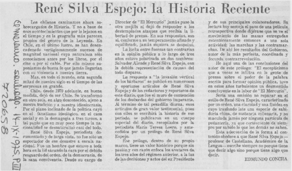 René Silva Espejo, la historia reciente
