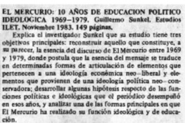 El Mercurio, diez años de educación político-ideológica.