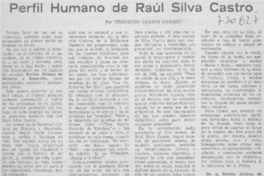 Perfil humano de Raúl Silva Castro