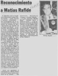 Reconocimiento a Matías Rafide.