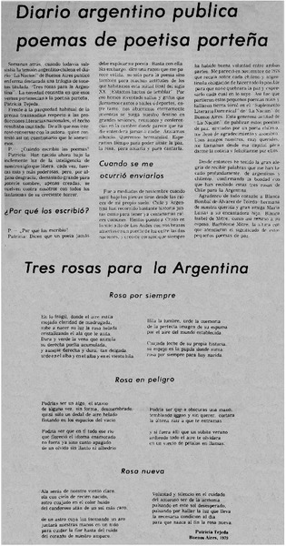 Diario argentino publica poemas de poetisa porteña.