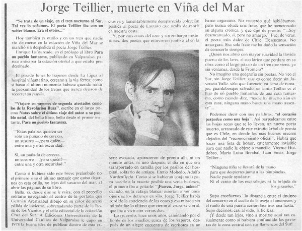 Jorge Teillier, muerte en Viña del Mar