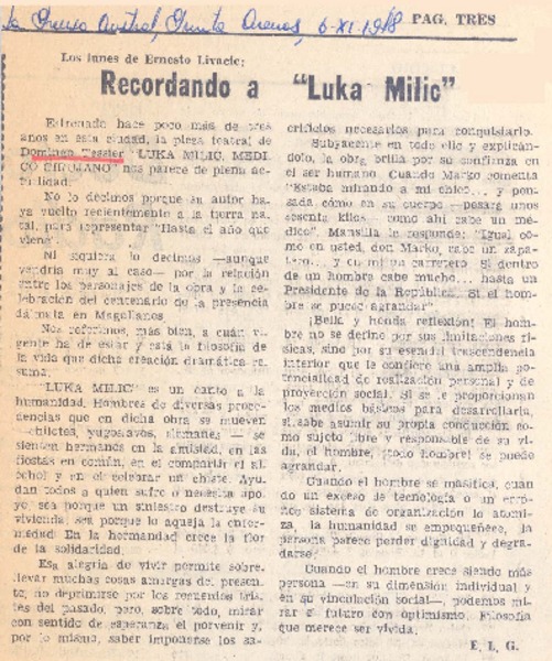Recordando a "Luka Milic"