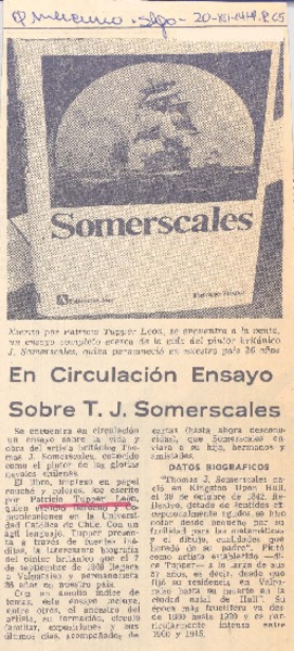 En circulación ensayo sobre T. J. Somerscales.