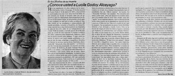 ¿Conoce usted a Lucila Godoy Alcayaga?