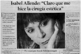 Isabel Allende, "Claro que me hice la cirugía estética"